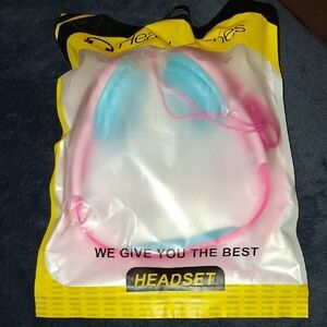 Amazon Pink and Blue Wired On-Ear Headphones